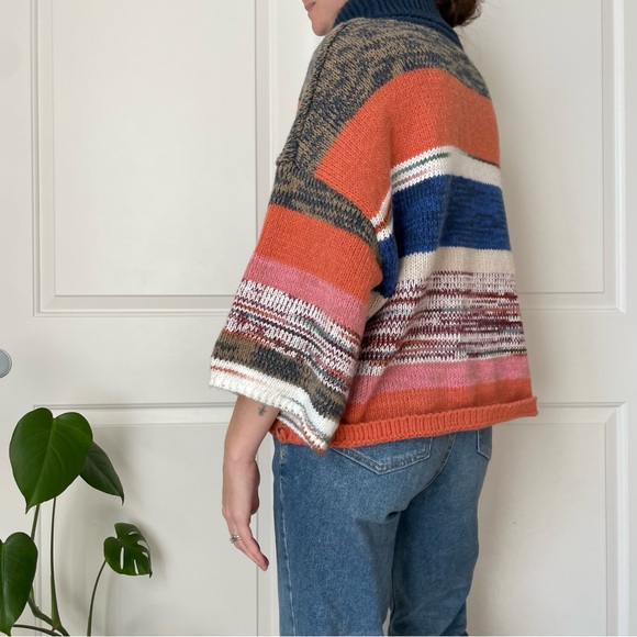 Urban Outfitters Striped Sweater Shirt Wide Sleeves Chunky Knit Long Sleeve - Picture 9 of 16